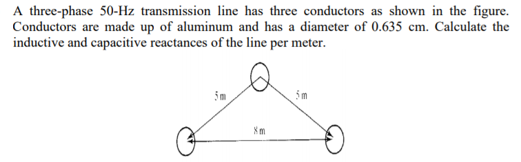 Solved A three-phase 50-Hz transmission line has three | Chegg.com