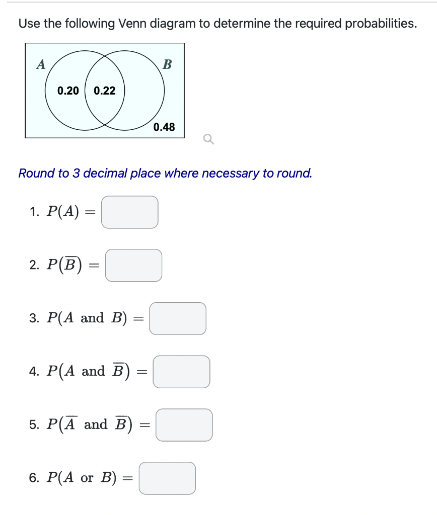 Solved Use The Following Venn Diagram To Determine The | Chegg.com