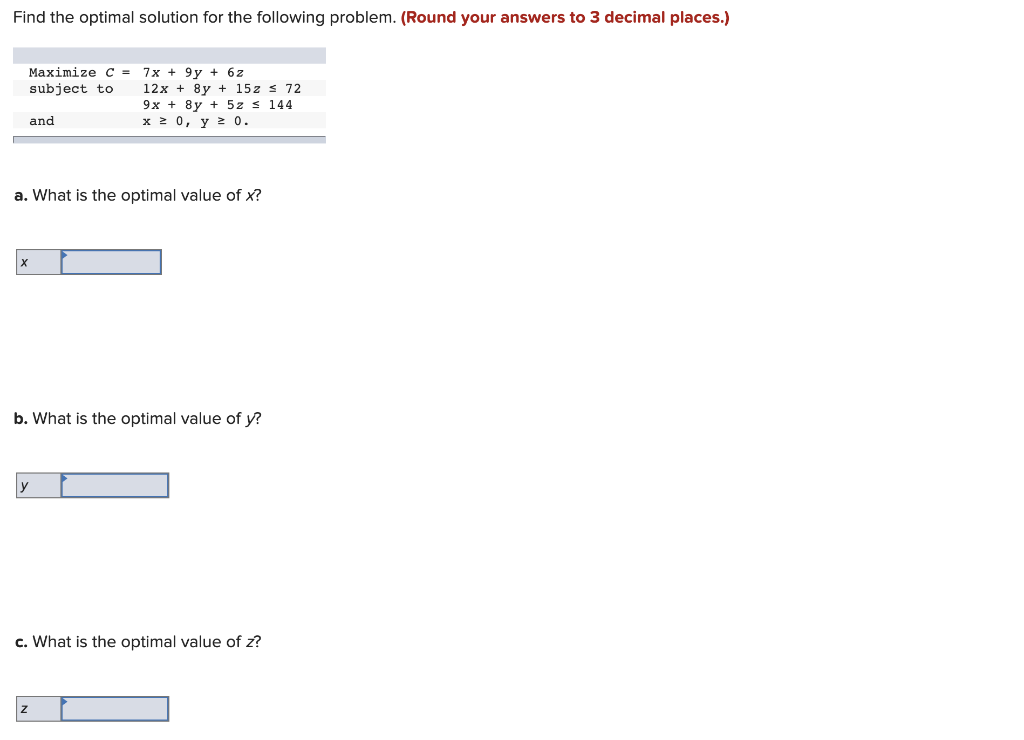 Solved Find the optimal solution for the following problem. | Chegg.com