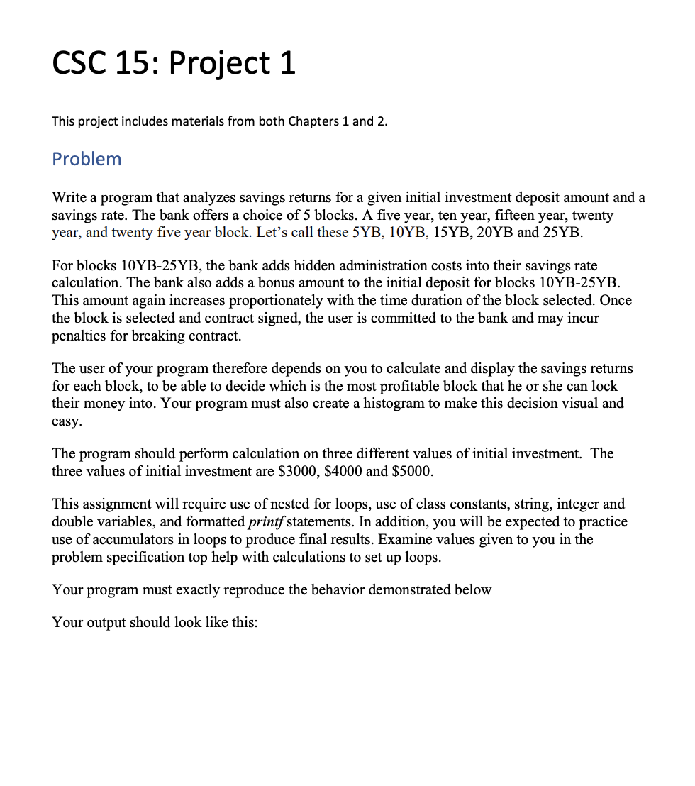 Solved CSC 15: Project 1 This project includes materials | Chegg.com