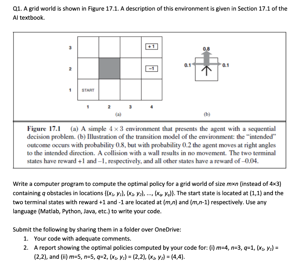 Q1. A grid world is shown in Figure 17.1. A | Chegg.com