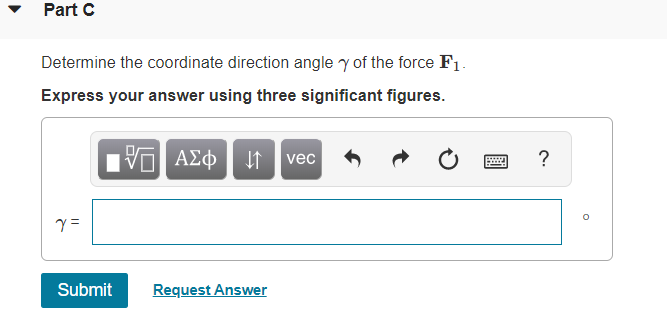 Solved Part Determine the coordinate direction angle y of | Chegg.com