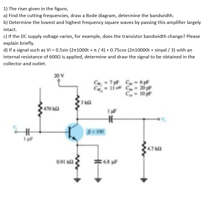 1) The riser given in the figure, a) Find the cutting