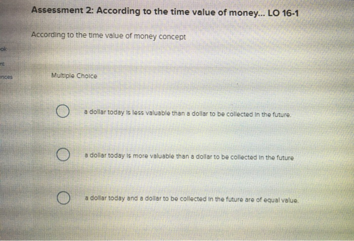 Solved Assessment 2: According to the time value of money... | Chegg.com
