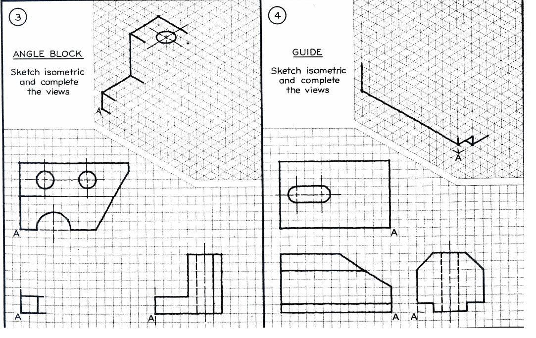Solved ANGLE BLOCK GUIDE Sketch isometric and complete the