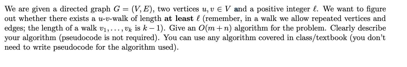 Solved We are given a directed graph G = (V, E), two | Chegg.com