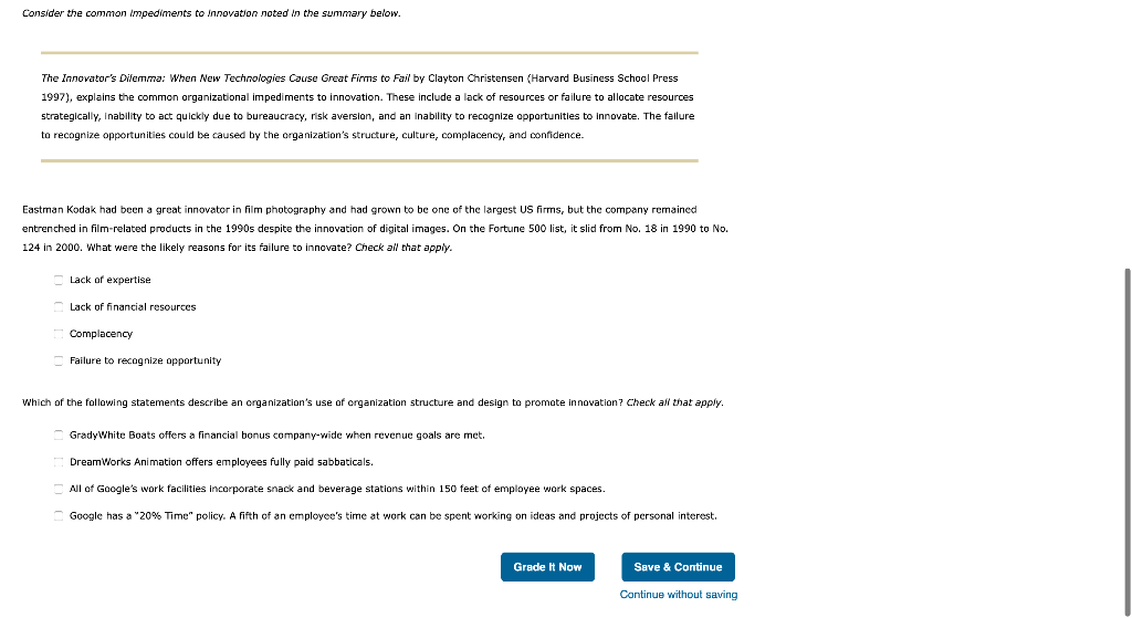 Solved Identify the step in the innovation process at which | Chegg.com
