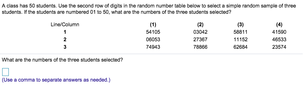 Solved A class has 50 students. Use the second row of digits