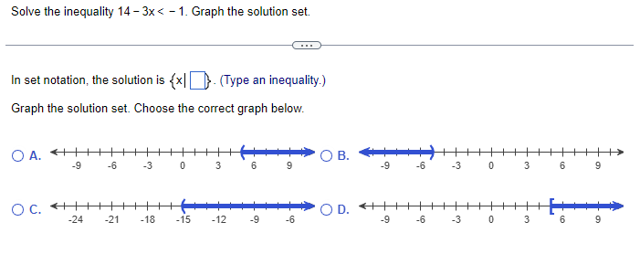 Solved Solve the inequality 14-3x