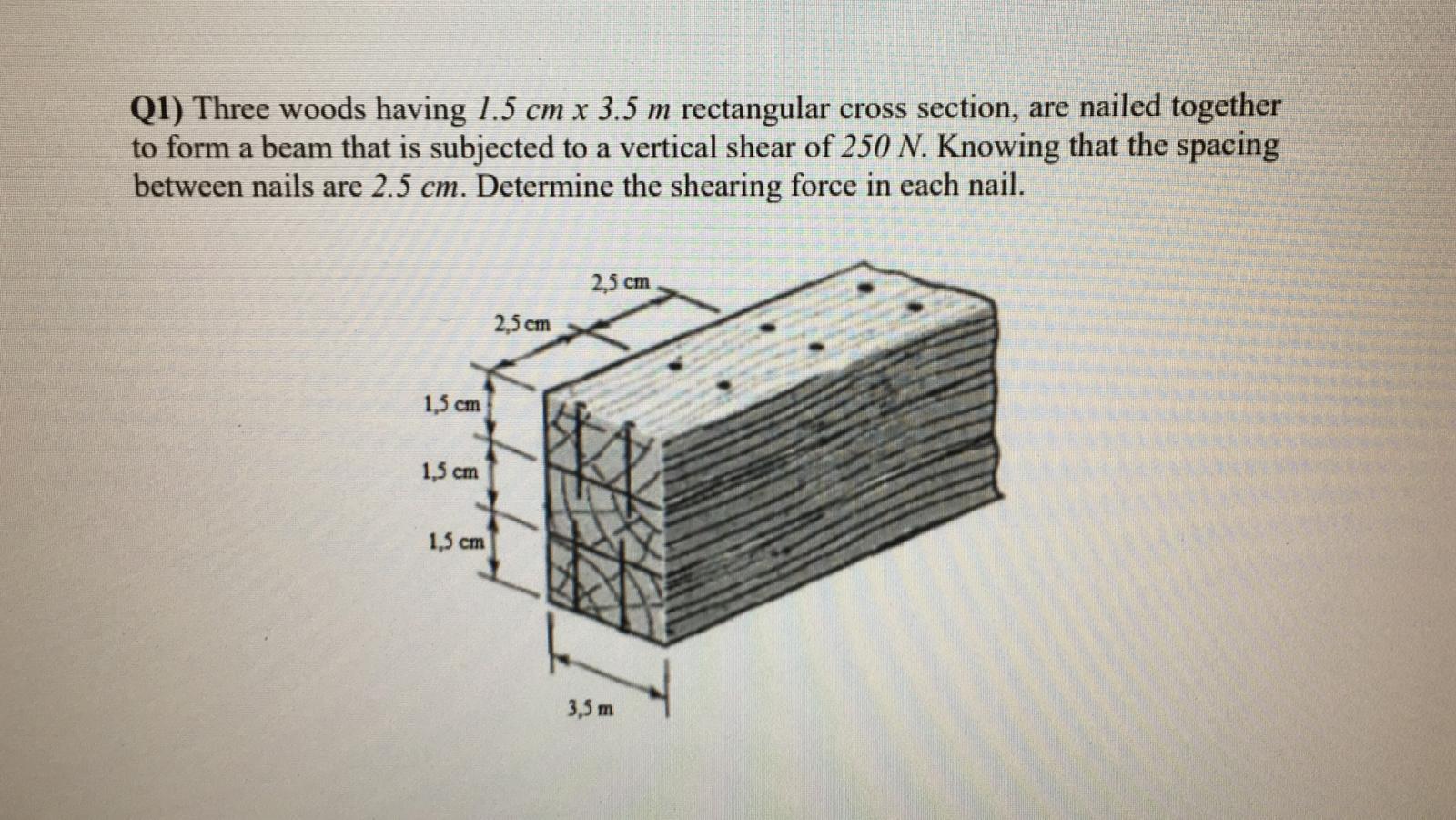 Solved Q1 Three Woods Having 1 5 Cm X 3 5 M Rectangular Chegg Com