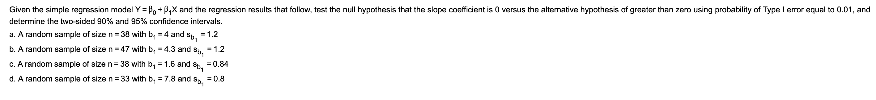 Solved = Given The Simple Regression Model Y = B. +B,X And | Chegg.com