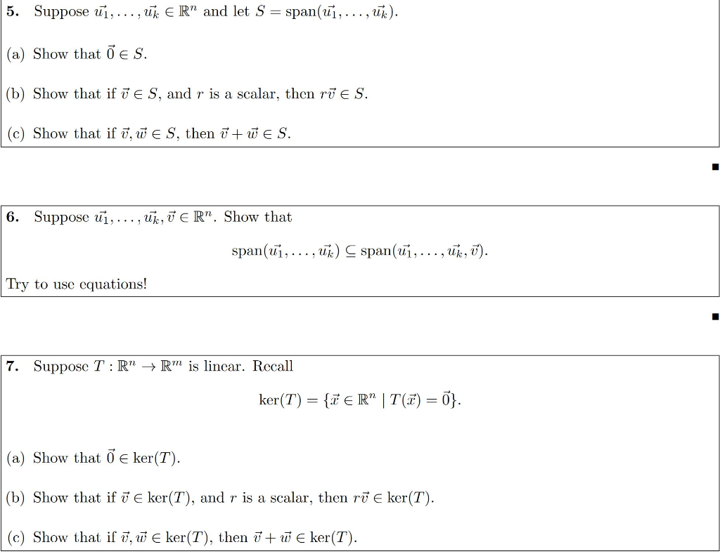 Solved 5 Suppose U1 Uk Er And Let S Span U1 Chegg Com