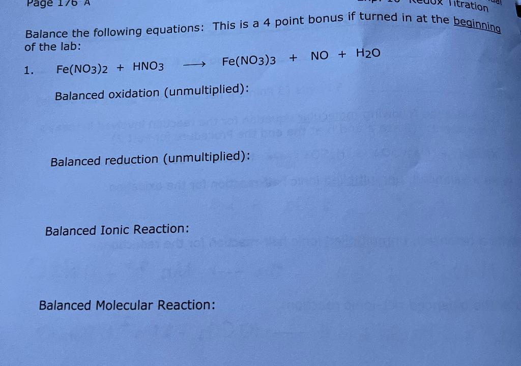 Solved Balance The Following Equations This Is A 4 Point