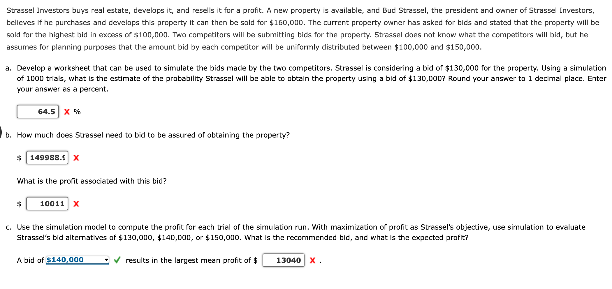 Solved Strassel Investors buys real estate, develops it, and