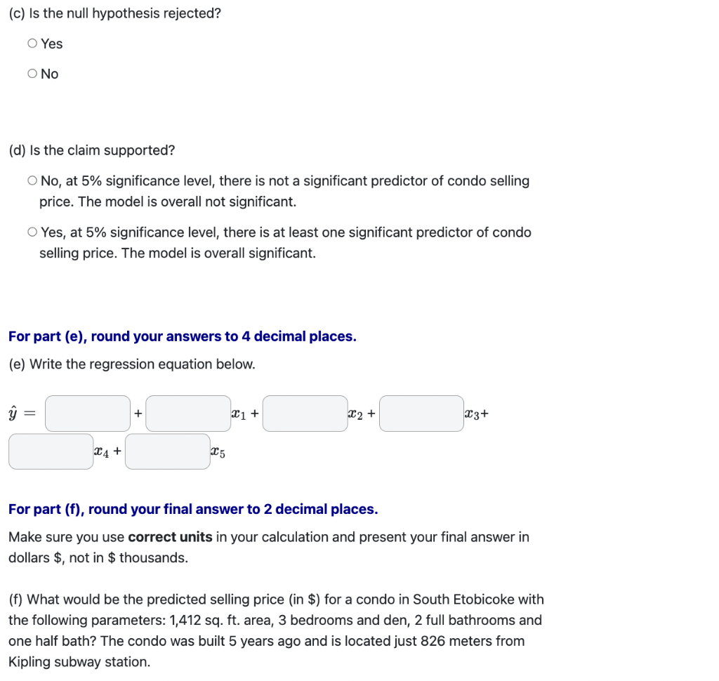 Solved The following multiple regression model was created | Chegg.com