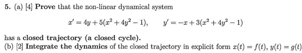 Solved 5 A 4 Prove That The Non Linear Dynamical Sys Chegg Com