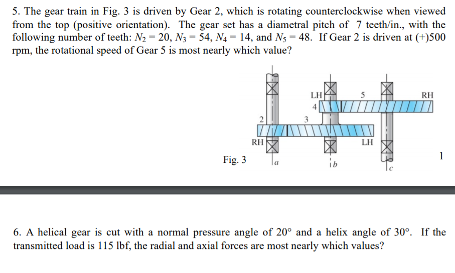 Solved 5. The gear train in Fig. 3 is driven by Gear 2, | Chegg.com