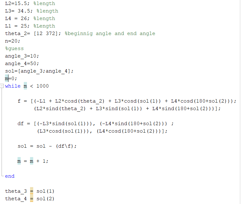 Solved Do a for loop in matlab to calculate theta3 and | Chegg.com