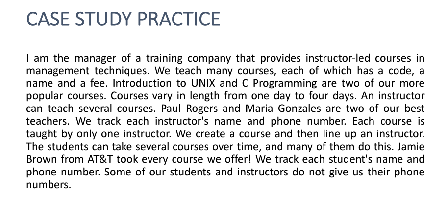 Solved CASE STUDY PRACTICE I am the manager of a training | Chegg.com