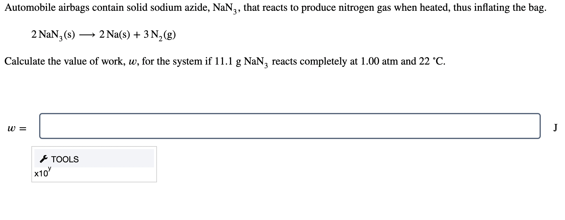 Solved Automobile airbags contain solid sodium azide, NaN3,