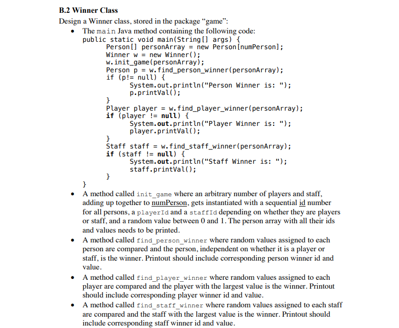 (Java) Simple game program that utilizes a superclass | Chegg.com