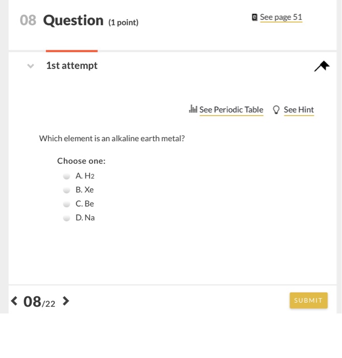Solved 08 Question point) v 1st attempt Which element is an | Chegg.com