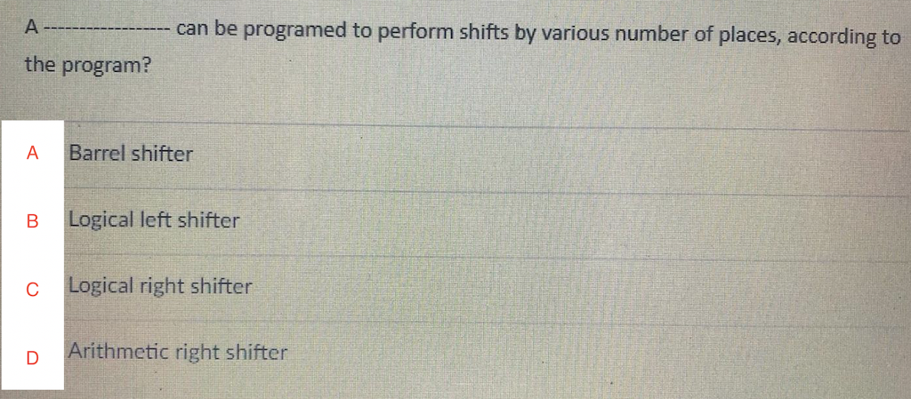 Solved can be programed to perform shifts by various number | Chegg.com