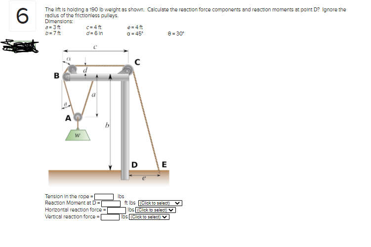 Solved 6 The lift is holding a 190 lb weight as shown.