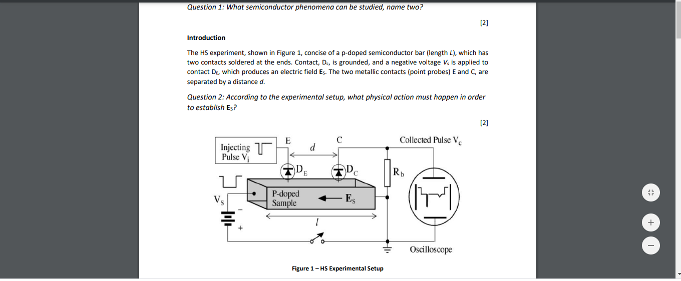 Solved Haynes - Shockley Experiment NSP - 2020 Assignment | Chegg.com