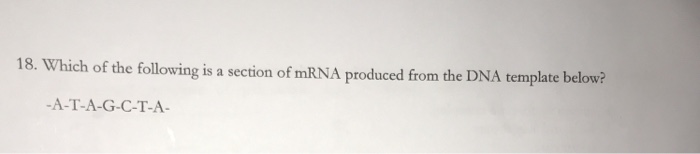 Solved 18. Which of the following is a section of mRNA | Chegg.com