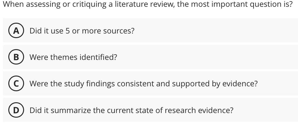 one significant criterion to use when critiquing a literature review is to