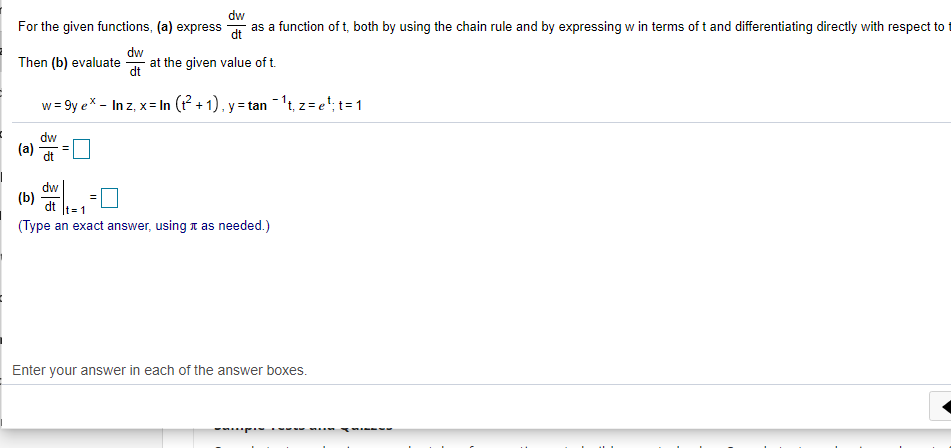 Solved Dw For The Given Functions, (a) Express Dt As A 