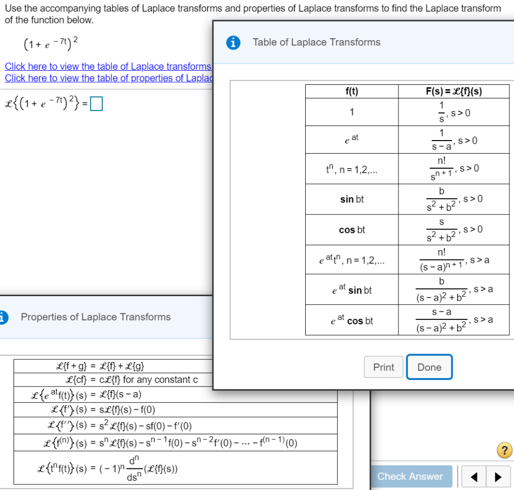 Solved Use The Accompanying Tables Of Laplace Transforms And | Chegg.com