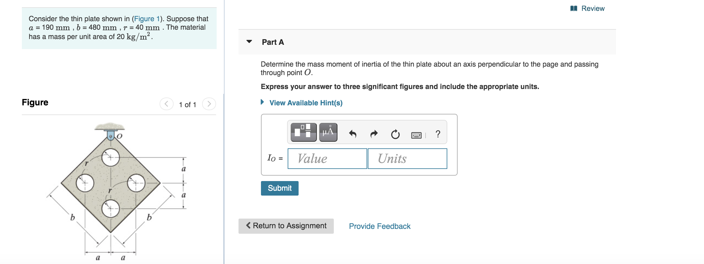 Solved I Review Consider the thin plate shown in (Figure 1). | Chegg.com