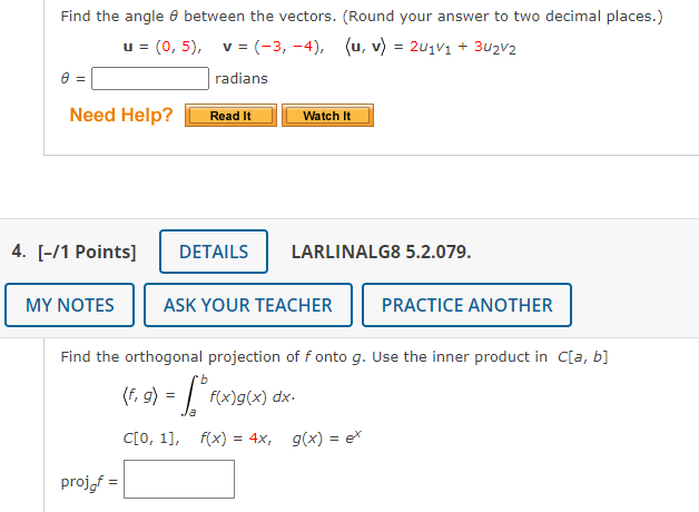 Solved Find The Angle θ Between The Vectors. (Round Your | Chegg.com