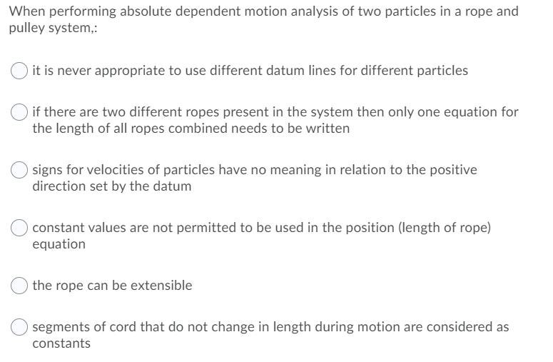 Solved When performing absolute dependent motion analysis of | Chegg.com
