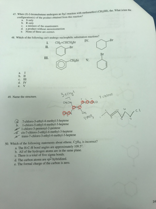 Solved 44. What prodact results from the SN2 reaction Chegg