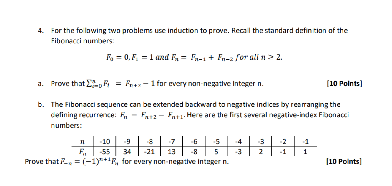 Solved 4. For the following two problems use induction to | Chegg.com