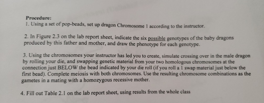 Lab Study B: Linkage With Crossing Over Figure 2.3. | Chegg.com