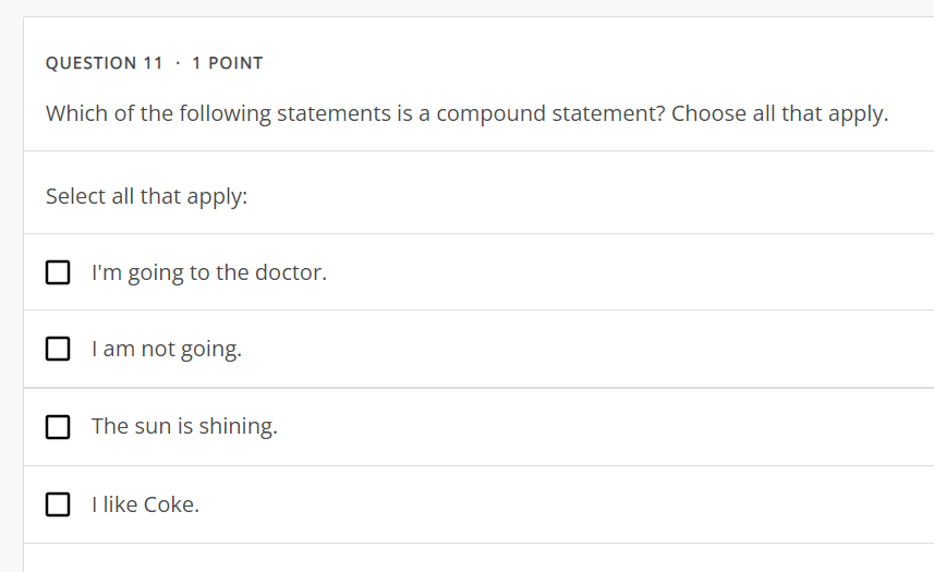 Solved QUESTION 11 1 POINT Which of the following statements | Chegg.com