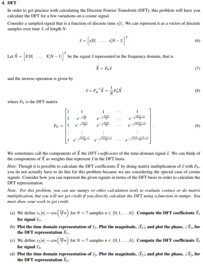 4. DFT In order to get practice with calculating the | Chegg.com