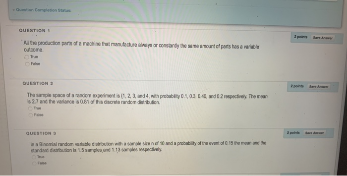 Solved Question Completion Status: QUESTION 1 2 points Save | Chegg.com