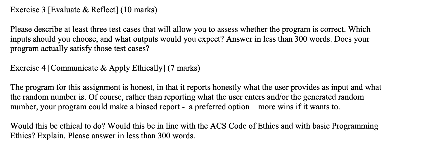 Solved Exercise 3 [Evaluate & Reflect] (10 marks) Please