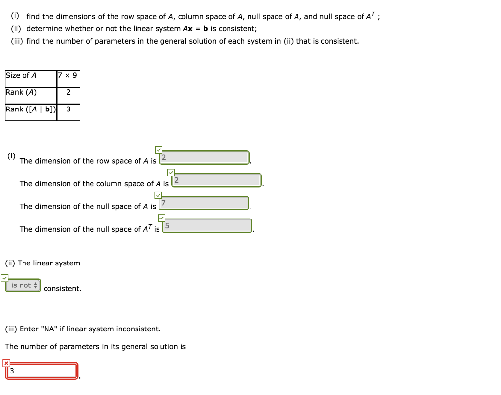 Solved 1 find the dimensions of the row space of A column