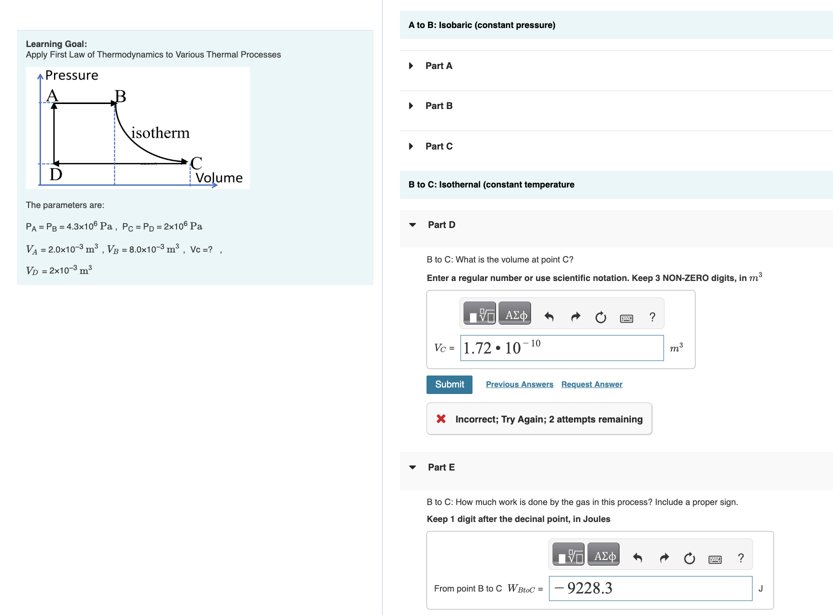 Solved A to B: How much work is done by the gas in this | Chegg.com