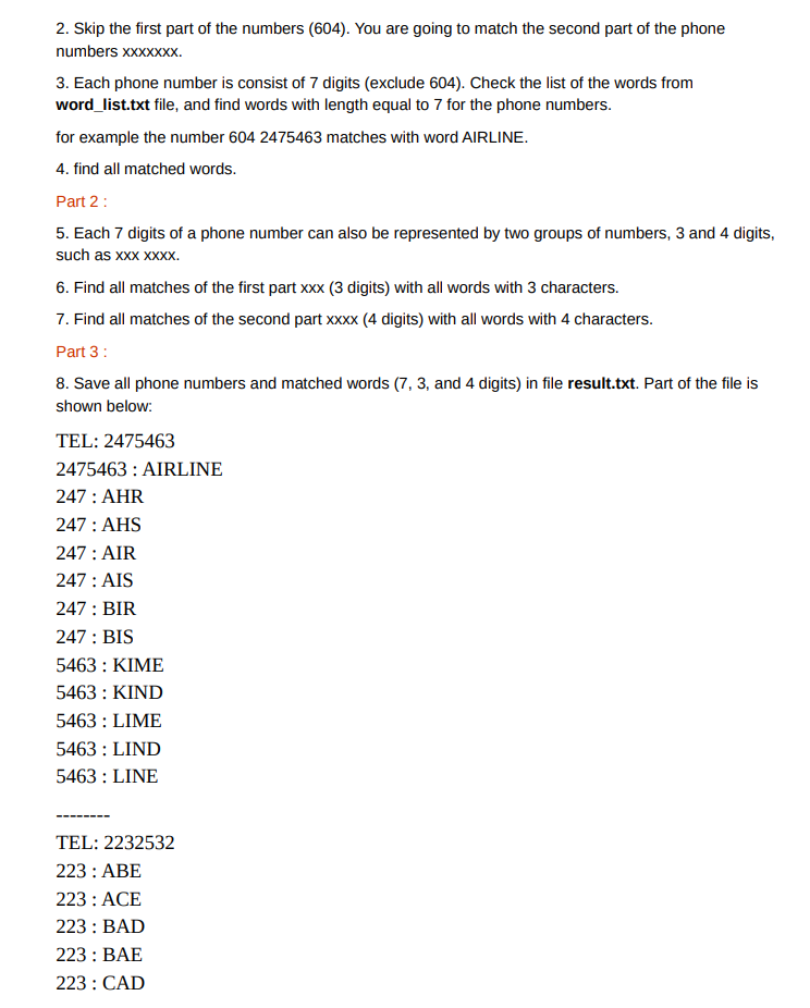 Solved java program telephone.txt 604 2475463 604 | Chegg.com