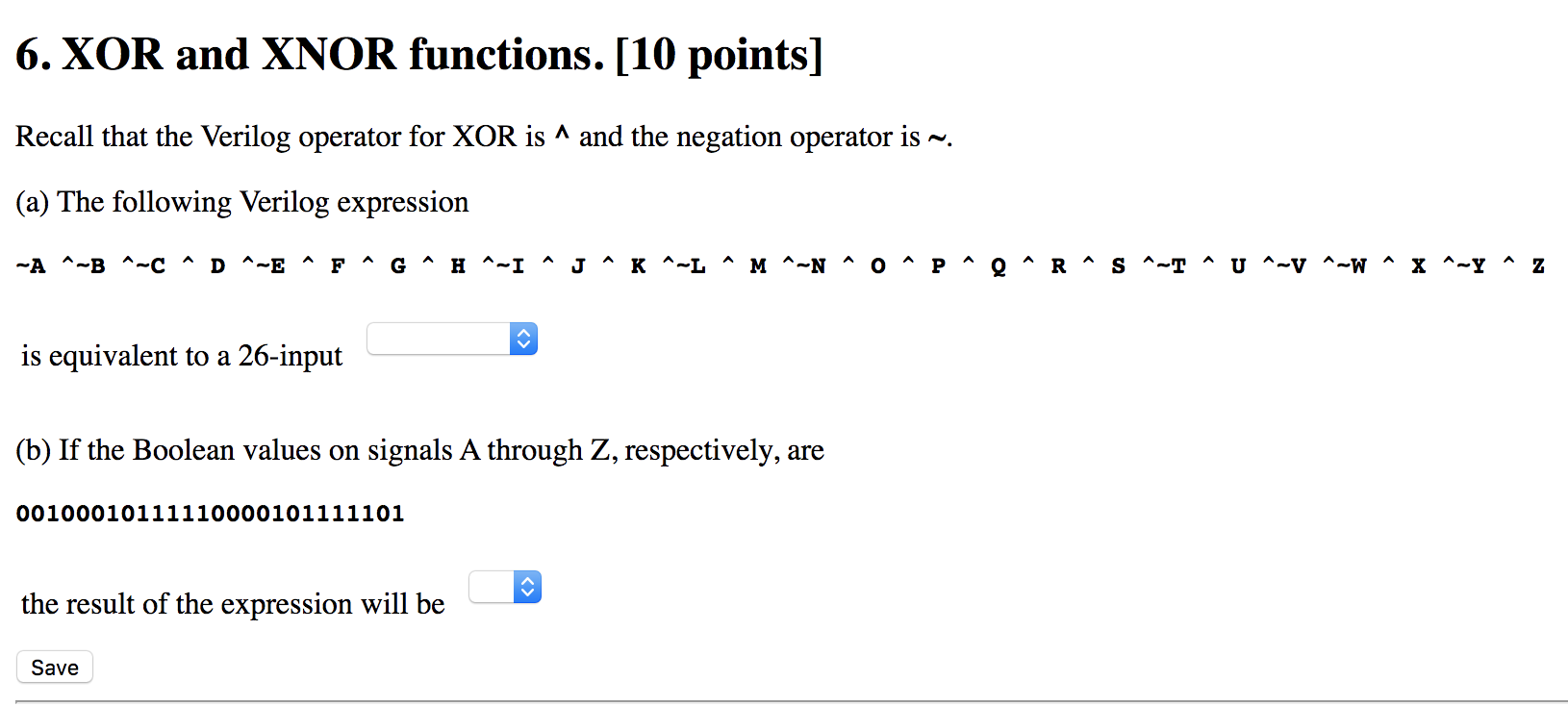 Solved 6 Xor And or Functions 10 Points Recall That Chegg Com