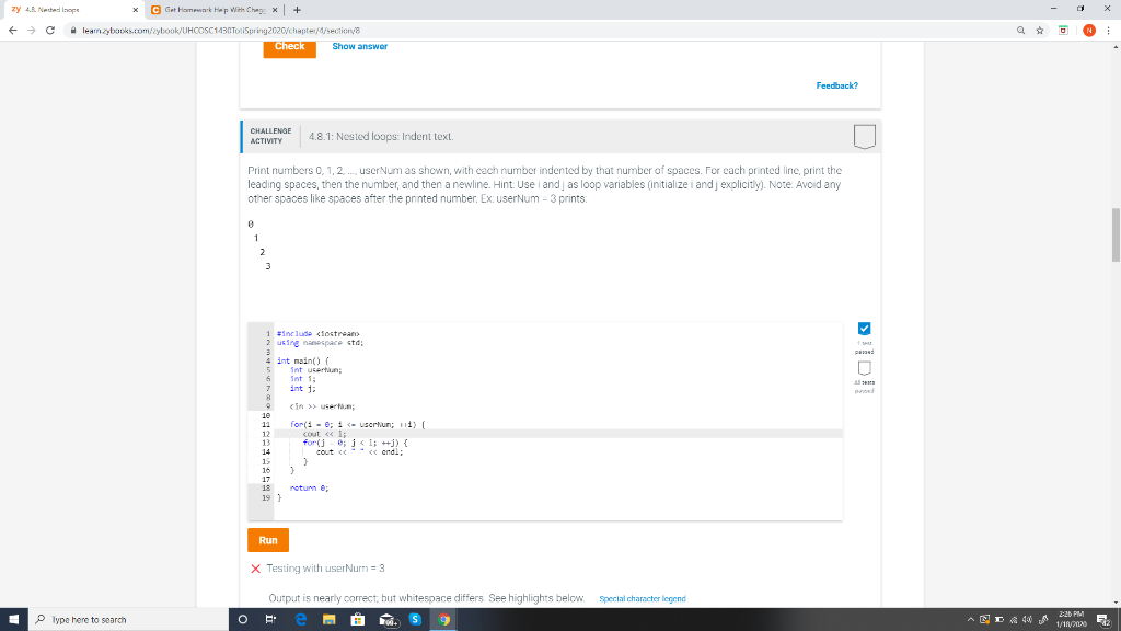 zy + Needles * Get Home WC C lean.book.com/book/UHCOSC 2 + 020/che /section Check Show answer Feedback? CHALLENGE 48.1: Nesle