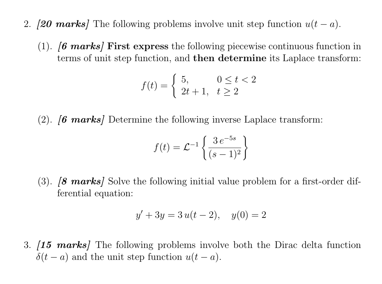 Solved 2. [20 marks] The following problems involve unit | Chegg.com