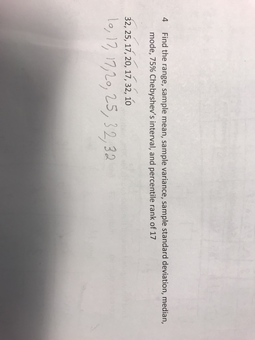 Solved Find the range, sample mean, sample variance, sample | Chegg.com